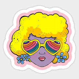 girl in heart glasses Sticker